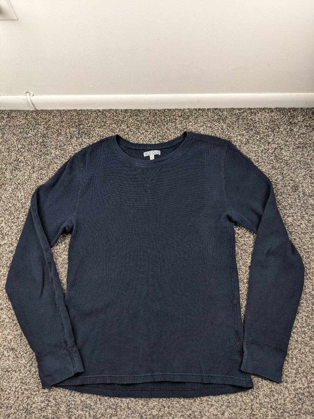 Wallace & Barnes Shirt Thermal Waffle Knit Cotton Long Sleeve Blue Mens Medium